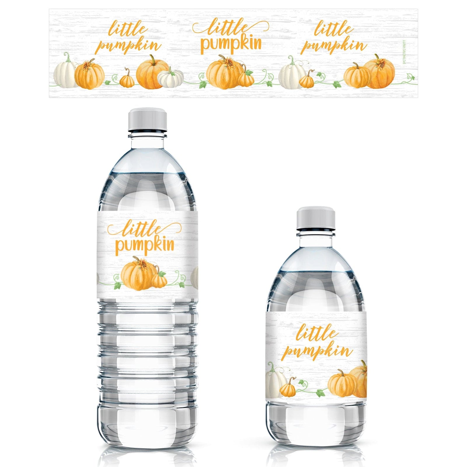 Little Pumpkin: Orange -  Baby Shower - Water Bottle Label Stickers - Waterproof - 20 Pack - Distinctivs Party