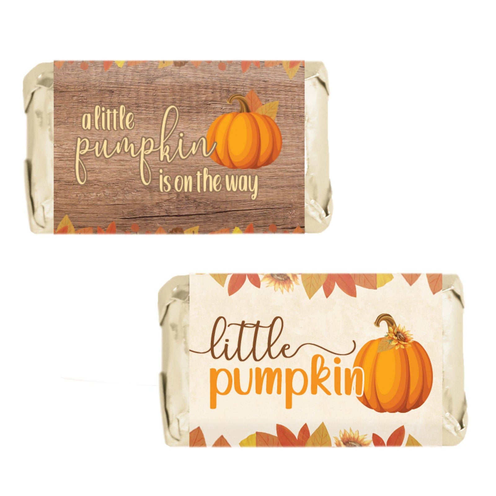 Little Pumpkin: Rustic Orange - Baby Shower - Mini Candy Bar Labels - 45 Stickers - Distinctivs Party