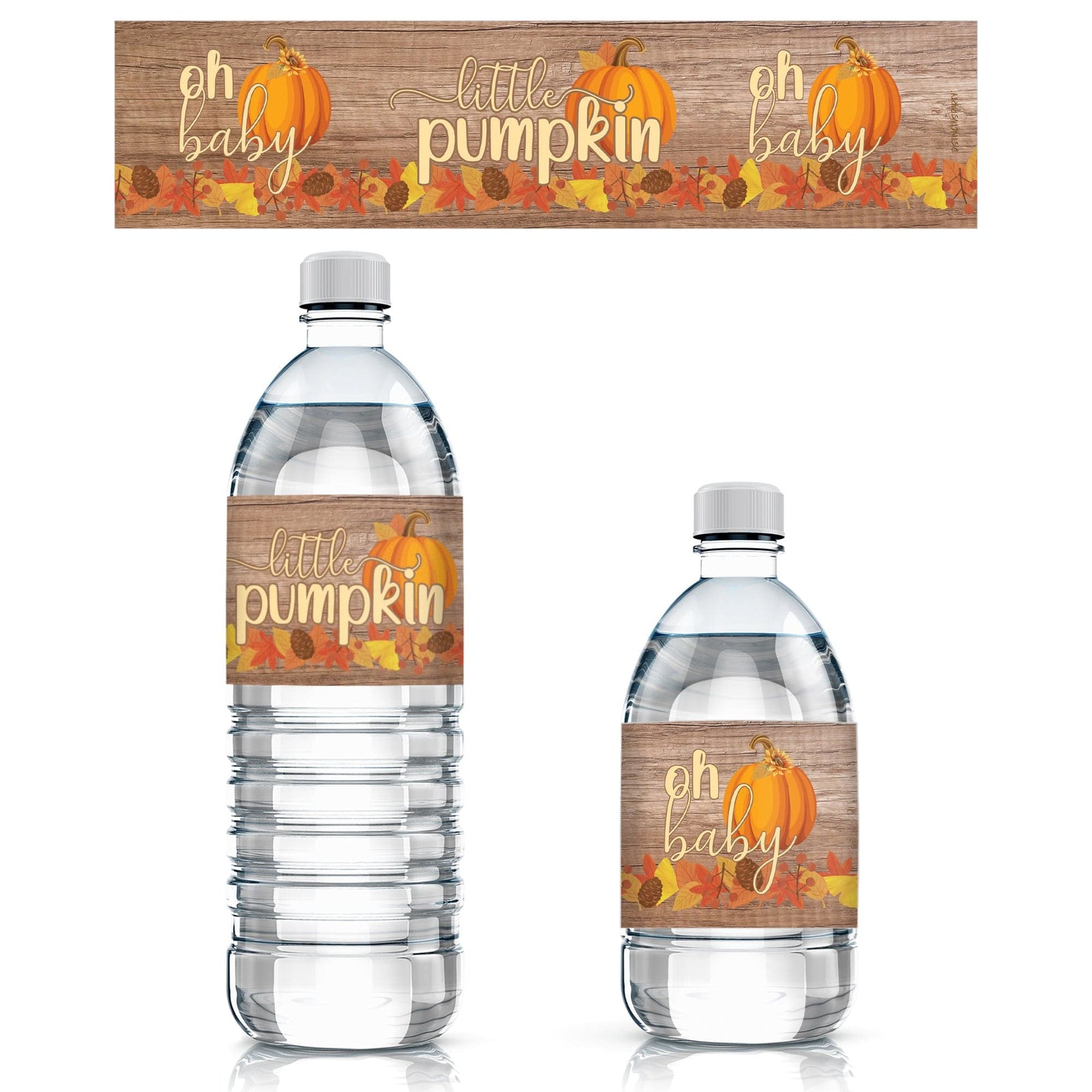 Little Pumpkin: Rustic Orange - Baby Shower - Water Bottle Labels - 24 Stickers - Distinctivs Party