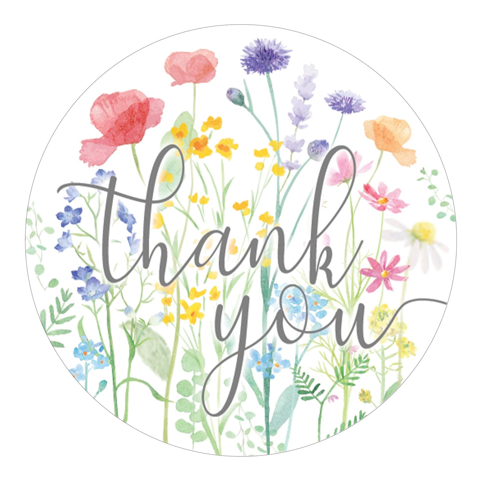 Little Wildflower: Baby Shower for Girl Thank You Stickers - Spring - 40 Floral Party Favor Stickers - Distinctivs Party