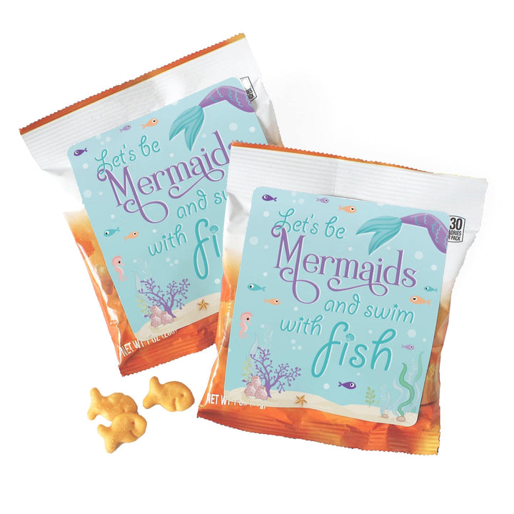 Mermaid: Let's Be Mermaids - Kid's Birthday  - Chip Bag and Snack Bag Stickers - 32 Pack