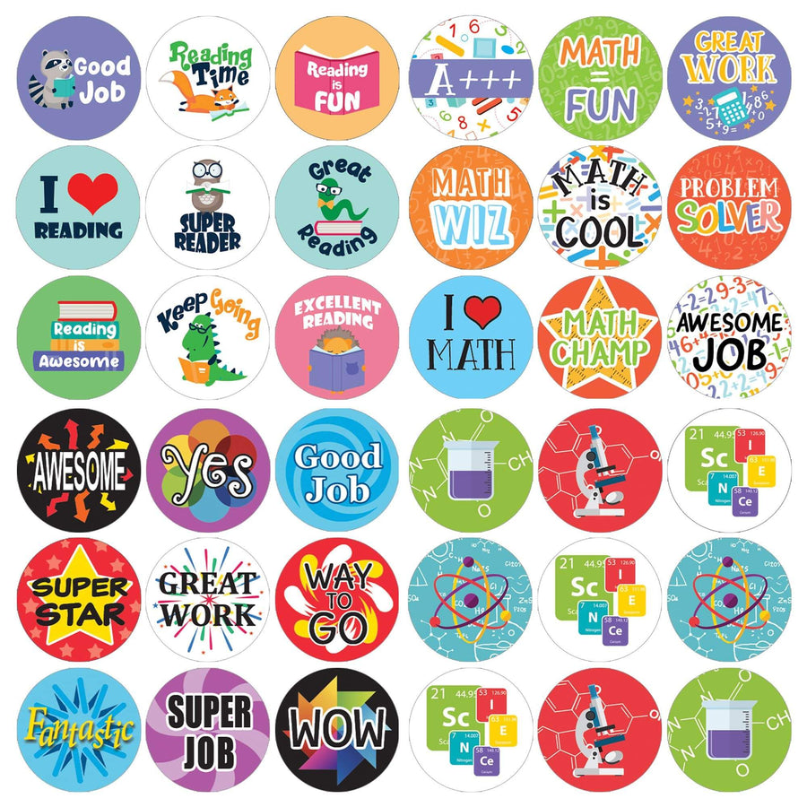 Motivational Reward Stickers for Students - Variety Pack (1,080 Stickers)