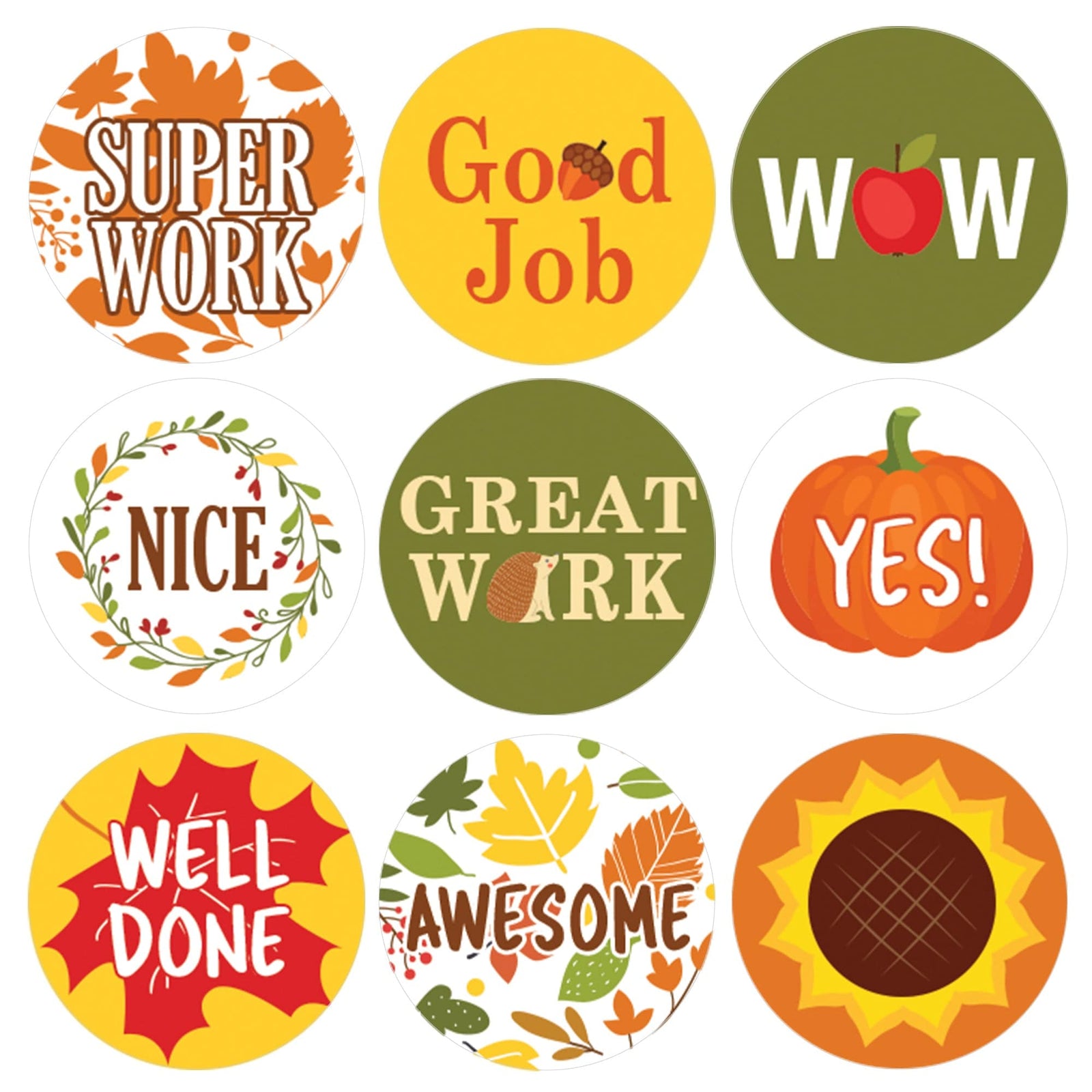 Motivational Teacher Reward Stickers for Students: Fall Theme (1,080 Stickers) - Distinctivs Party