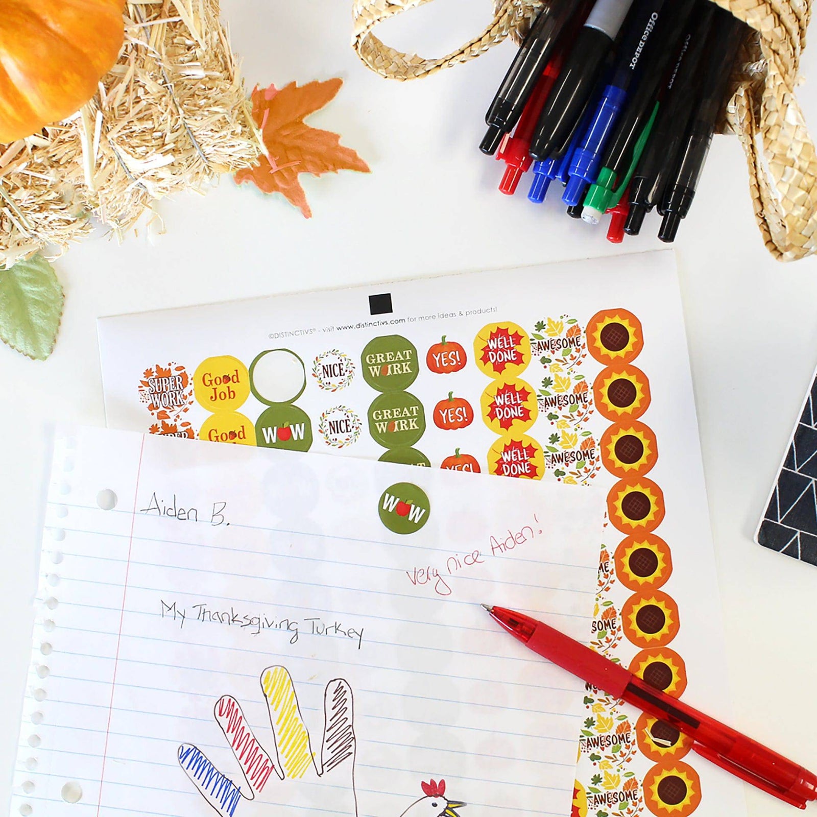 Motivational Teacher Reward Stickers for Students: Fall Theme (1,080 Stickers) - Distinctivs Party