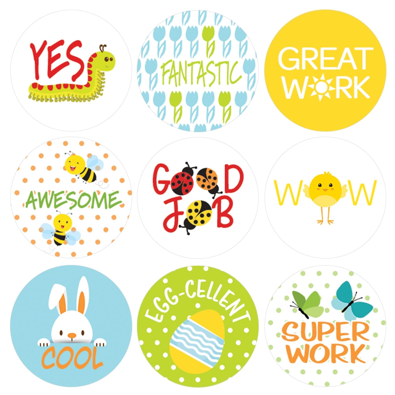 Motivational Teacher Reward Stickers for Students: Spring Theme (1,080 Stickers) - Distinctivs Party