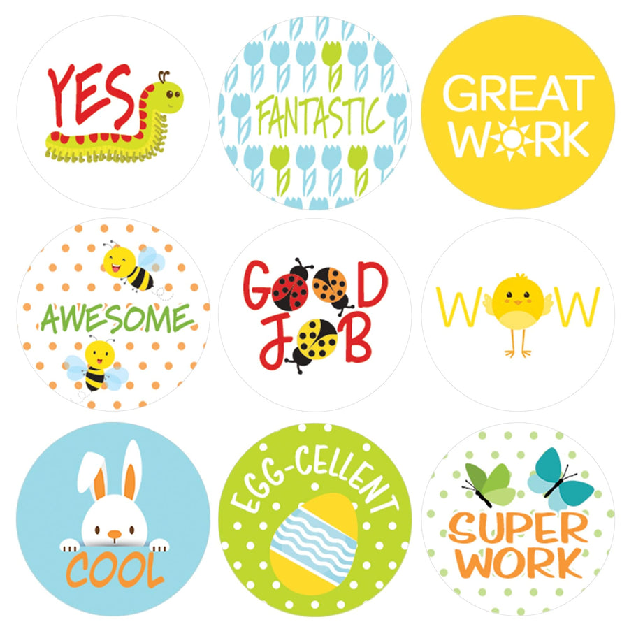 Spring Theme Motivational Reward Stickers for Students (1,080 Stickers)