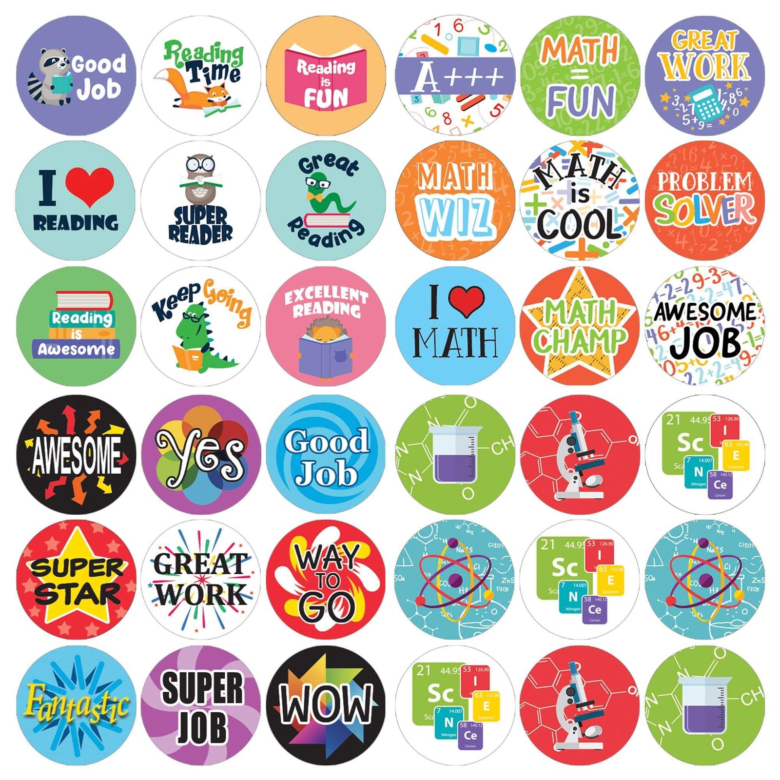 Motivational Teacher Reward Stickers for Students: Variety Pack (1,080 Stickers) - Distinctivs Party