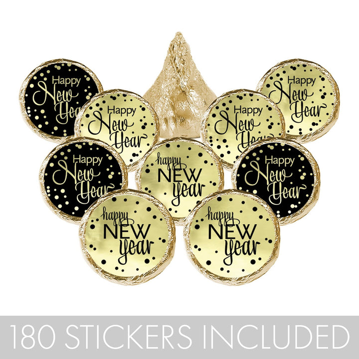 New Year's Eve Party: 2024 Happy New Year - Party Favor Stickers - Fits on Hershey®  Kisses - 180 Pack - Distinctivs Party