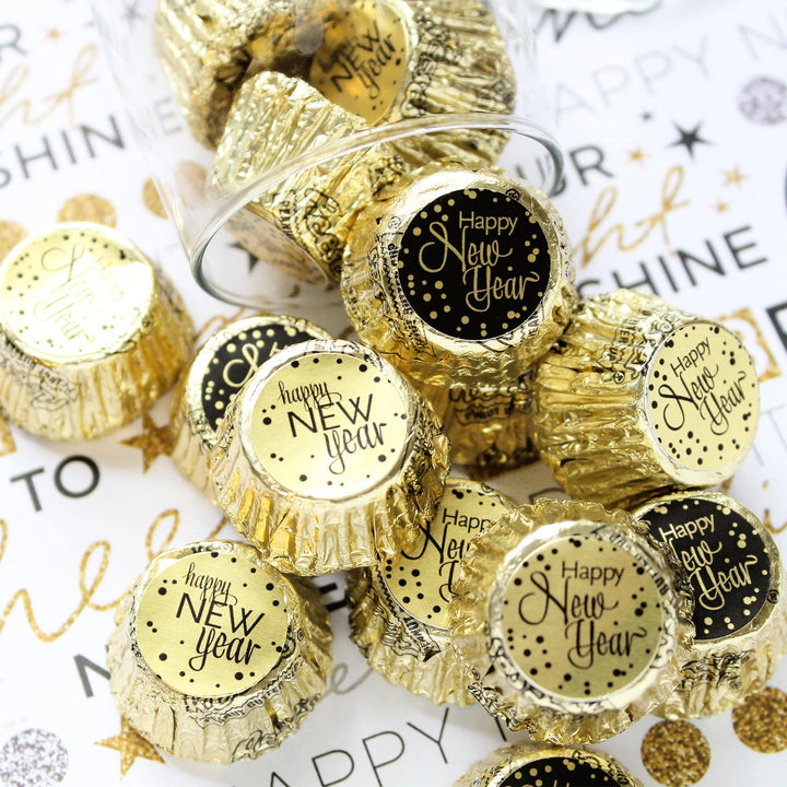 New Year's Eve Party: 2024 Happy New Year - Party Favor Stickers - Fits on Hershey®  Kisses - 180 Pack - Distinctivs Party