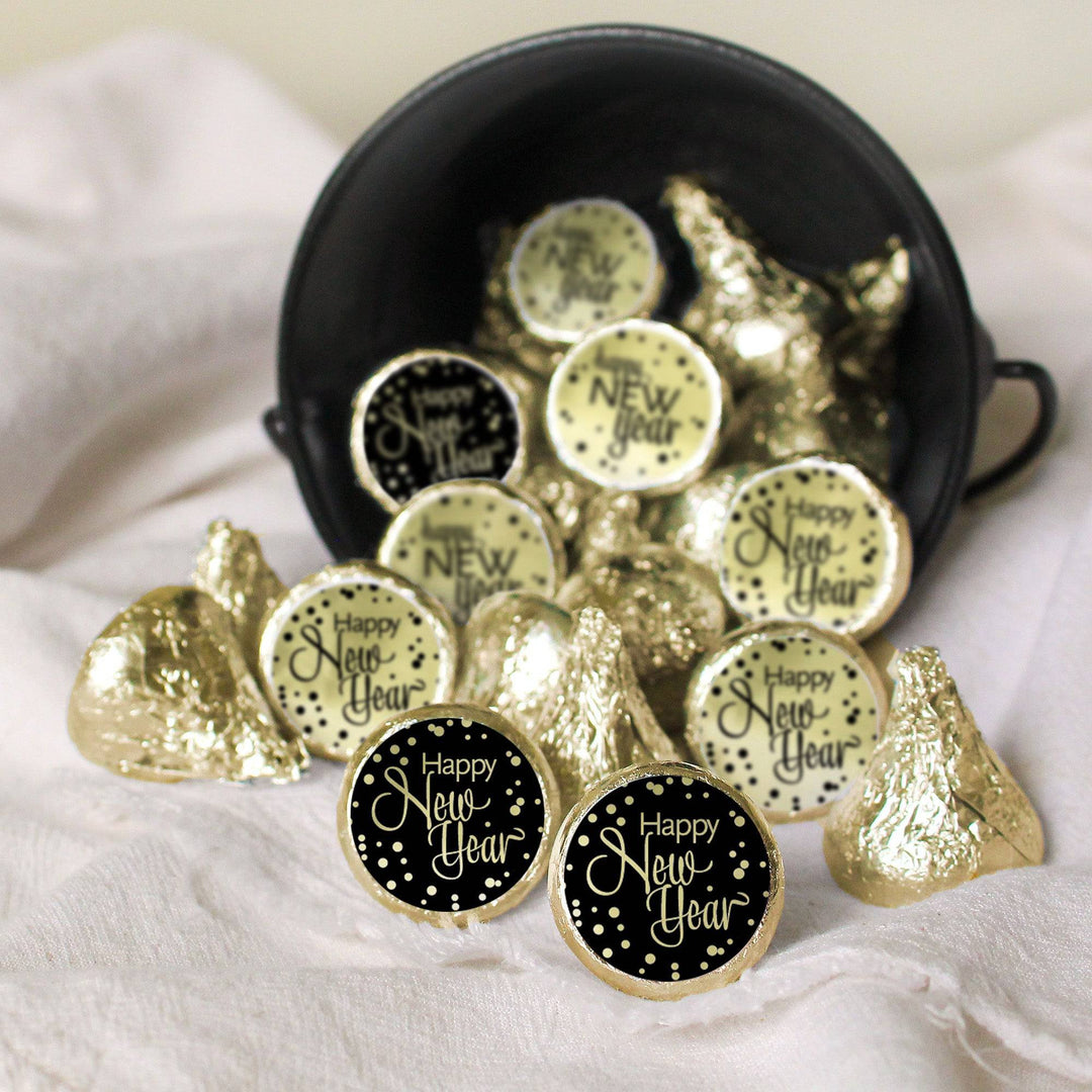 New Year's Eve Party: 2024 Happy New Year - Party Favor Stickers - Fits on Hershey®  Kisses - 180 Pack - Distinctivs Party