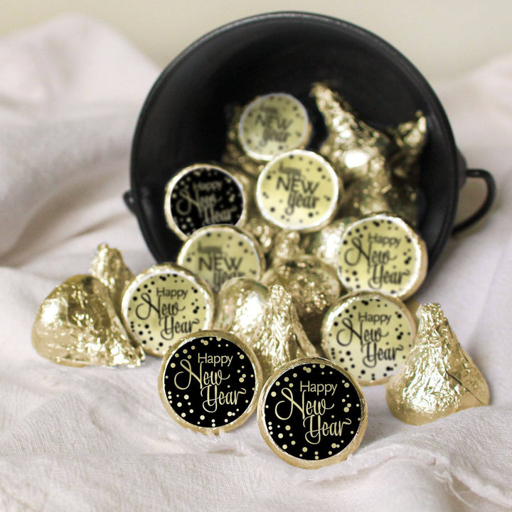 New Year's Eve Party: 2024 Happy New Year - Party Favor Stickers - Fits on Hershey®  Kisses - 180 Pack - Distinctivs Party