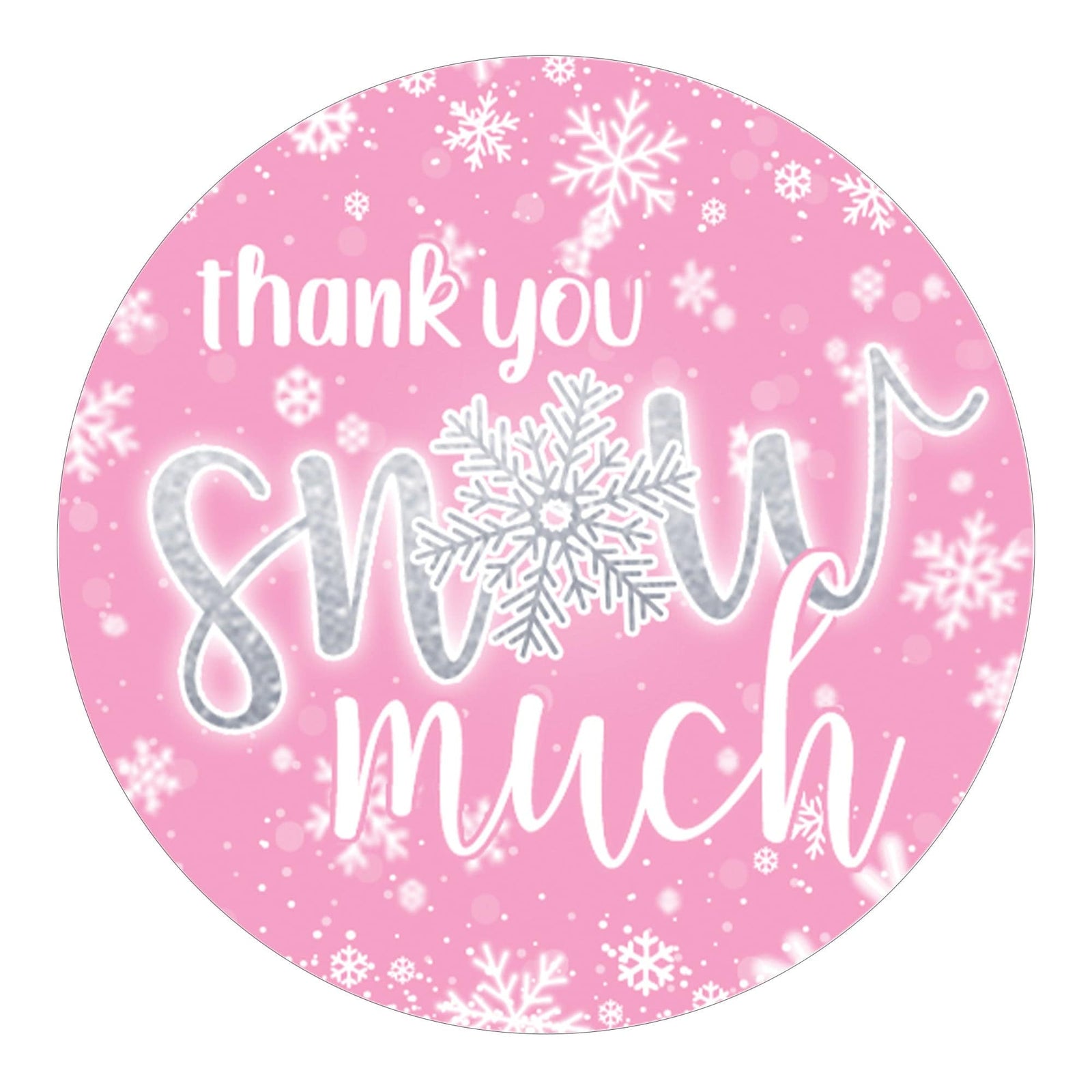 Onederland Snowflake: Pink- Winter First Birthday - Thank You So Much - 45 Stickers - Distinctivs Party
