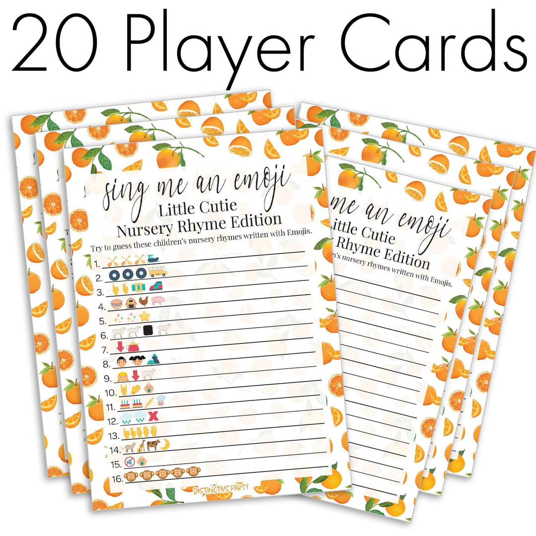 Orange Little Cutie Baby Shower Nursery Rhyme Emoji Game Cards - 20 count
