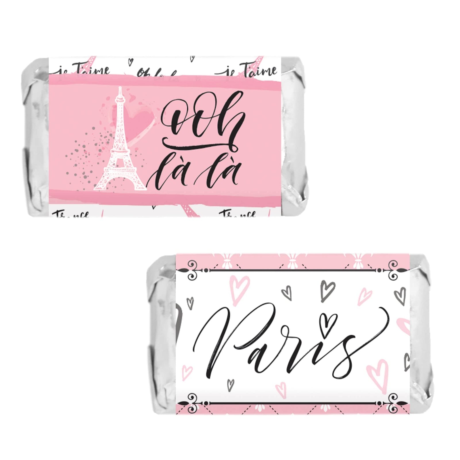 Paris in Pink: Kid's Birthday - Hershey's Miniatures Candy Bar Stickers - 45 Stickers - Distinctivs Party