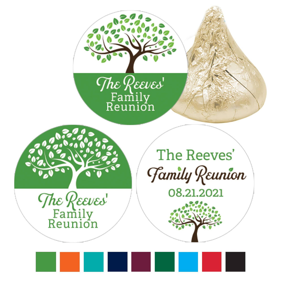 Personalized Family Reunion Party Favor Stickers - 180 Stickers (9 Colors)