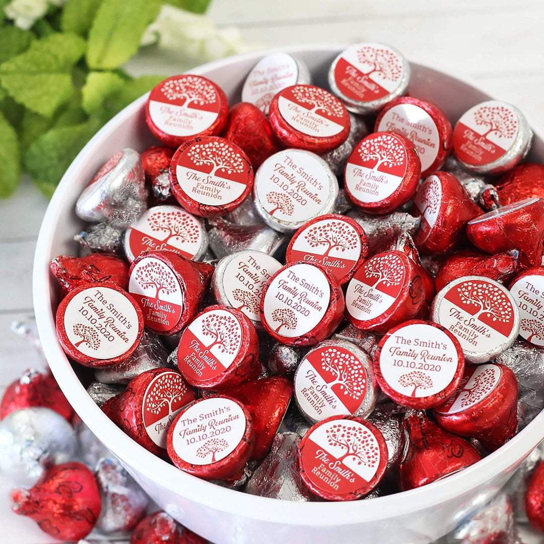 Reunion Red Personalized Family Reunion Party Favor Stickers - 180 Stickers (9 Colors)