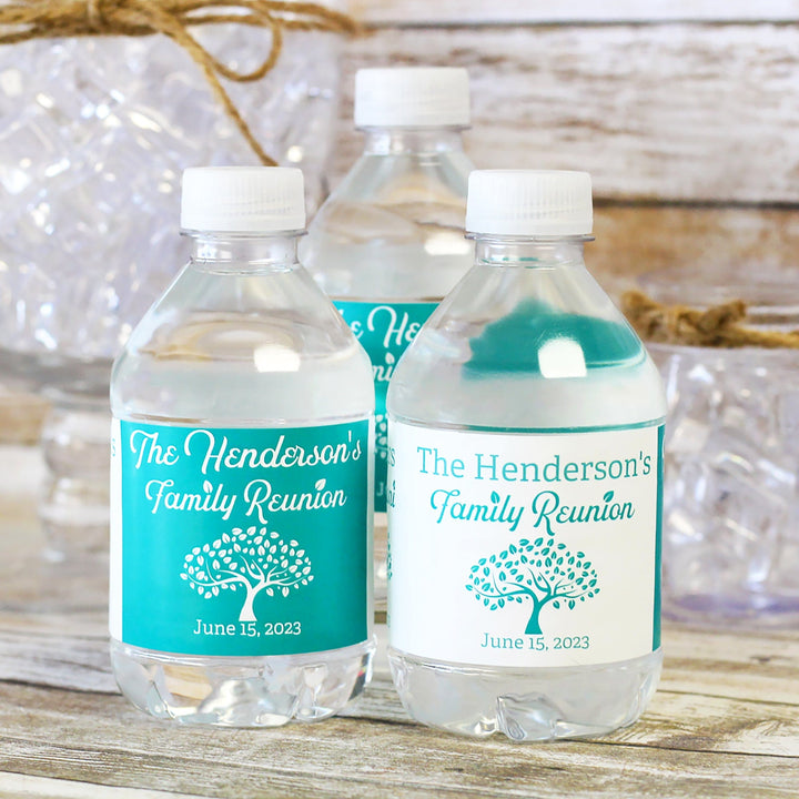 Personalized Family Reunion Party Water Bottle Labels - 24 Stickers (9 Colors)