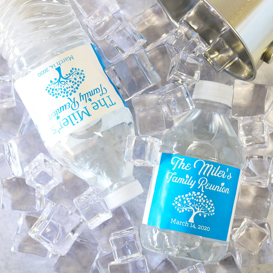 Personalized Family Reunion Party Water Bottle Labels - 24 Stickers (9 Colors)