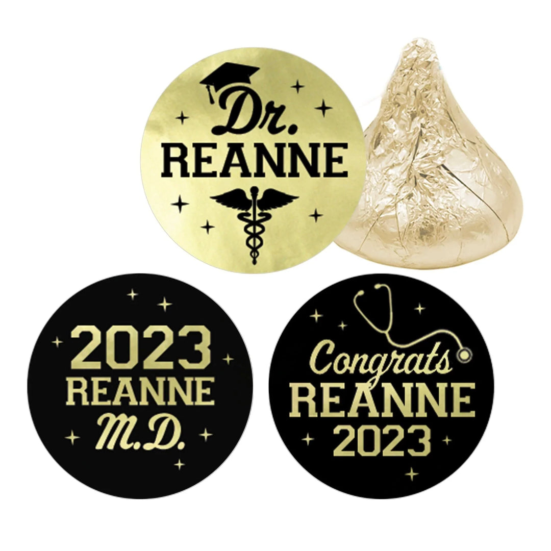 Distinctivs Black and Gold Graduation Class of 2024 Party Favor Stickers,  40 Labels
