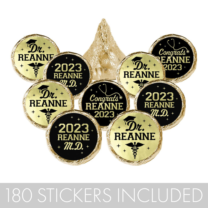 Distinctivs Black and Gold Graduation Class of 2024 Party Favor Stickers,  40 Labels 