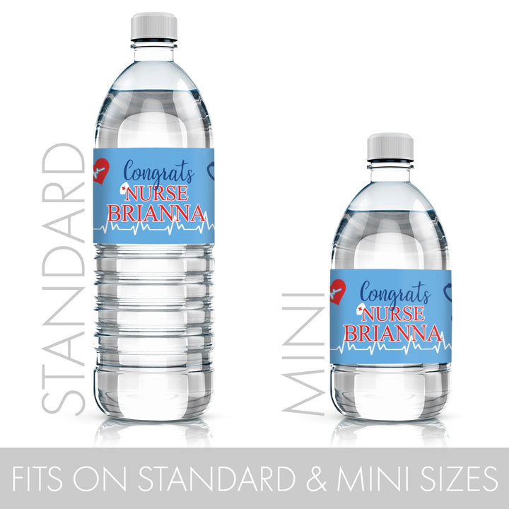 Personalized Nursing Graduation Water Bottle Labels - 24 Count