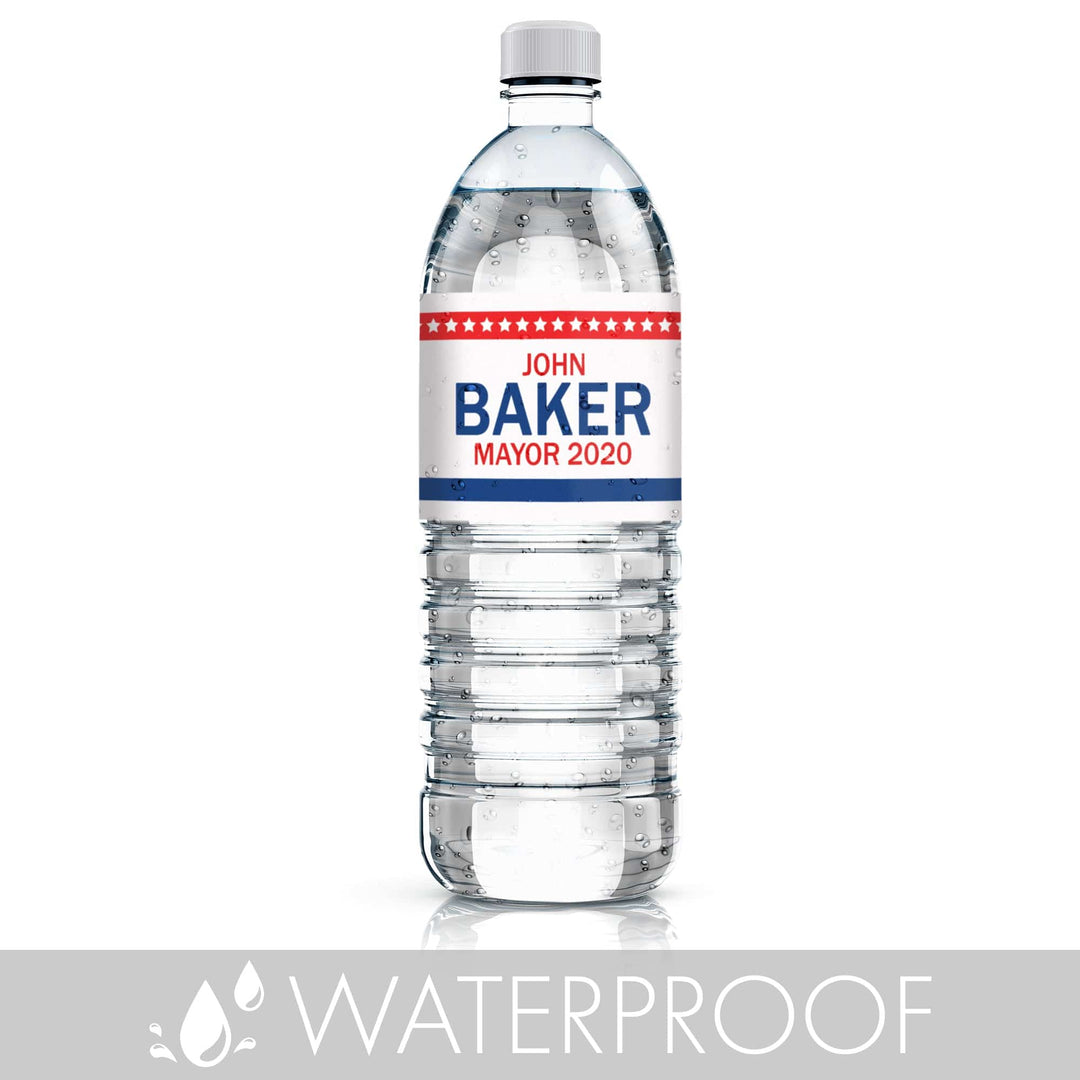 Personalized Political Campaign Vote For Water Bottle Labels - Customize 250 Stickers - White
