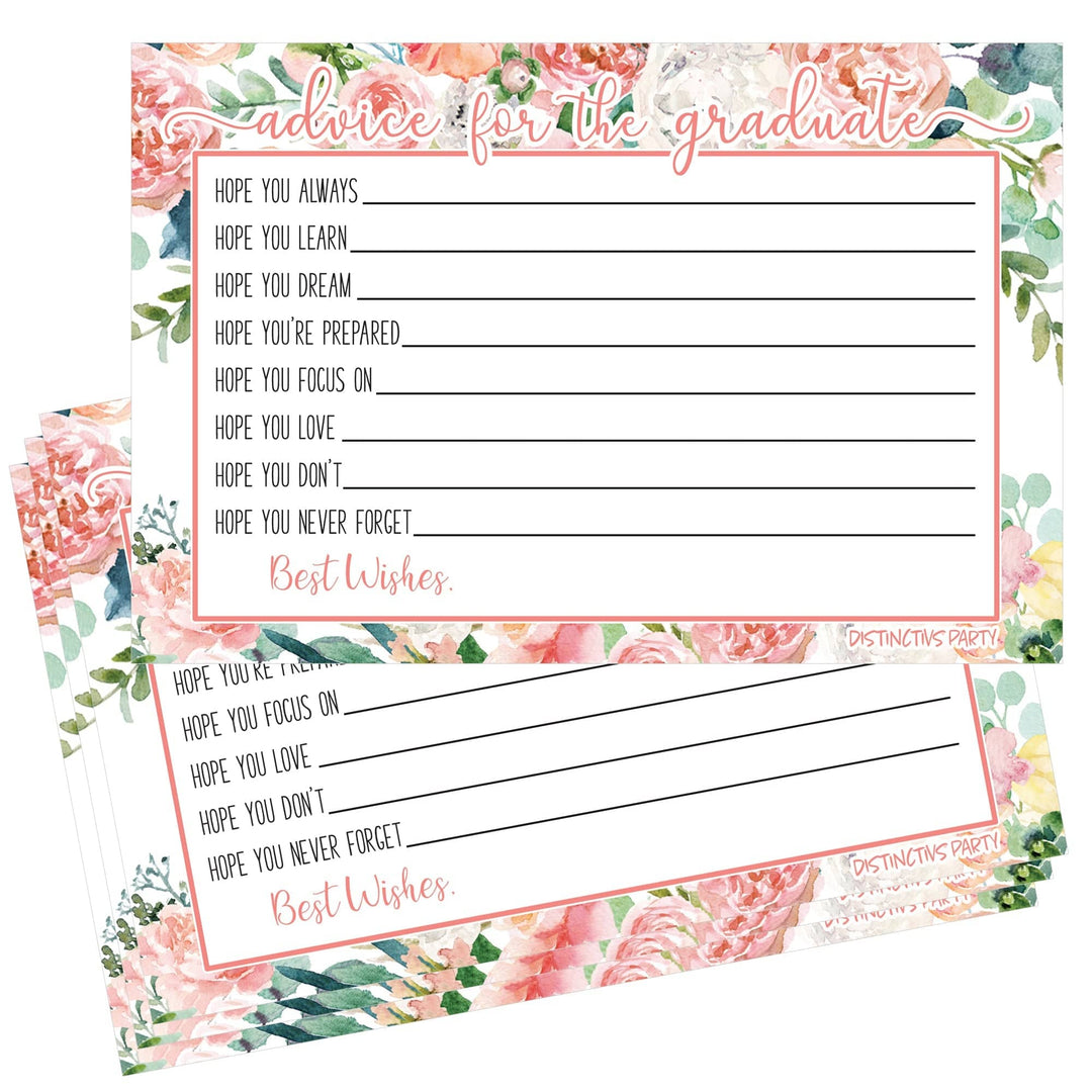 Pink Floral Graduation Advice Cards - 25 Count