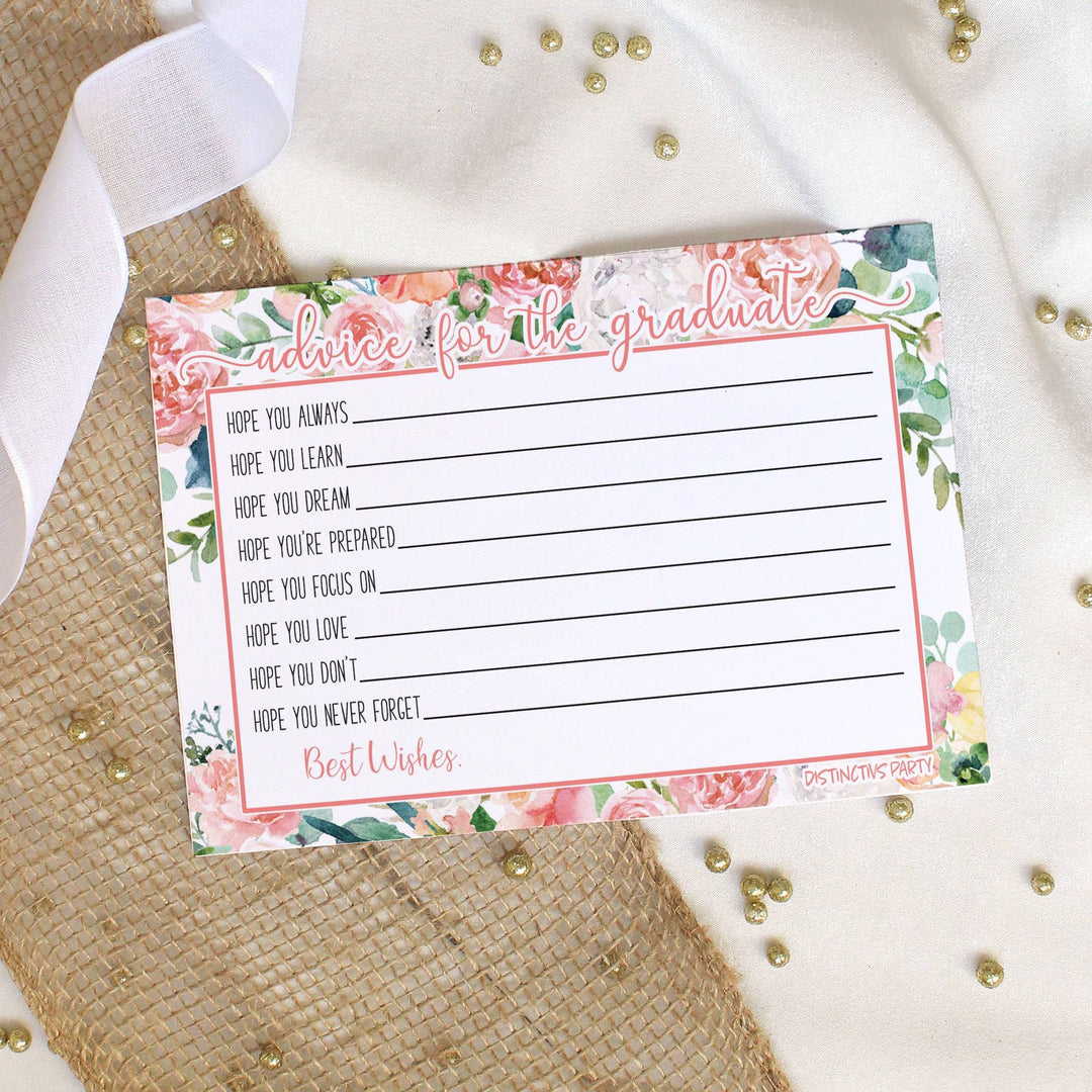 Pink Floral Graduation Advice Cards - 25 Count