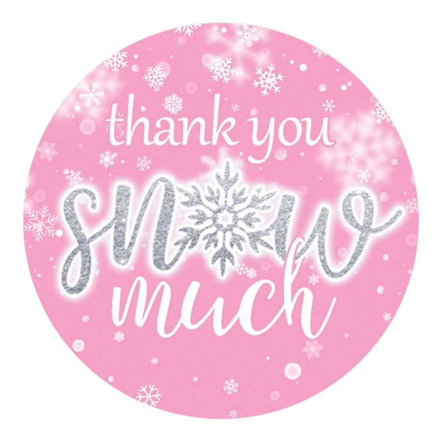Pink Little Snowflake Winter Thank You Snow Much Stickers - 40 Count
