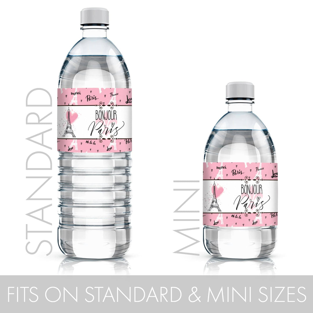 Paris in Pink: Kid's Birthday - Water Bottle Labels - 24 Waterproof St –  Distinctivs Party