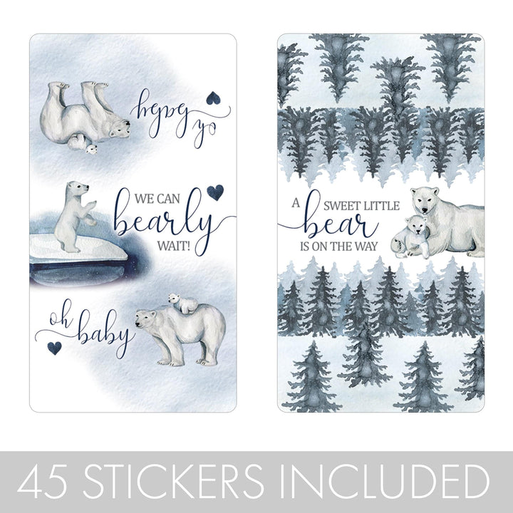 Polar Bear We Can Bearly Wait: Winter Baby Shower - Hershey's Miniatures Candy Bar Wrappers Stickers - 45 Stickers - Distinctivs Party