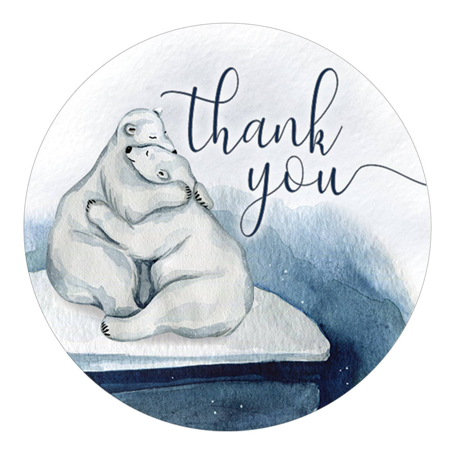 Polar Bear We Can Bearly Wait: Winter Baby Shower - Thank You Favor Stickers - 40 Stickers - Distinctivs Party