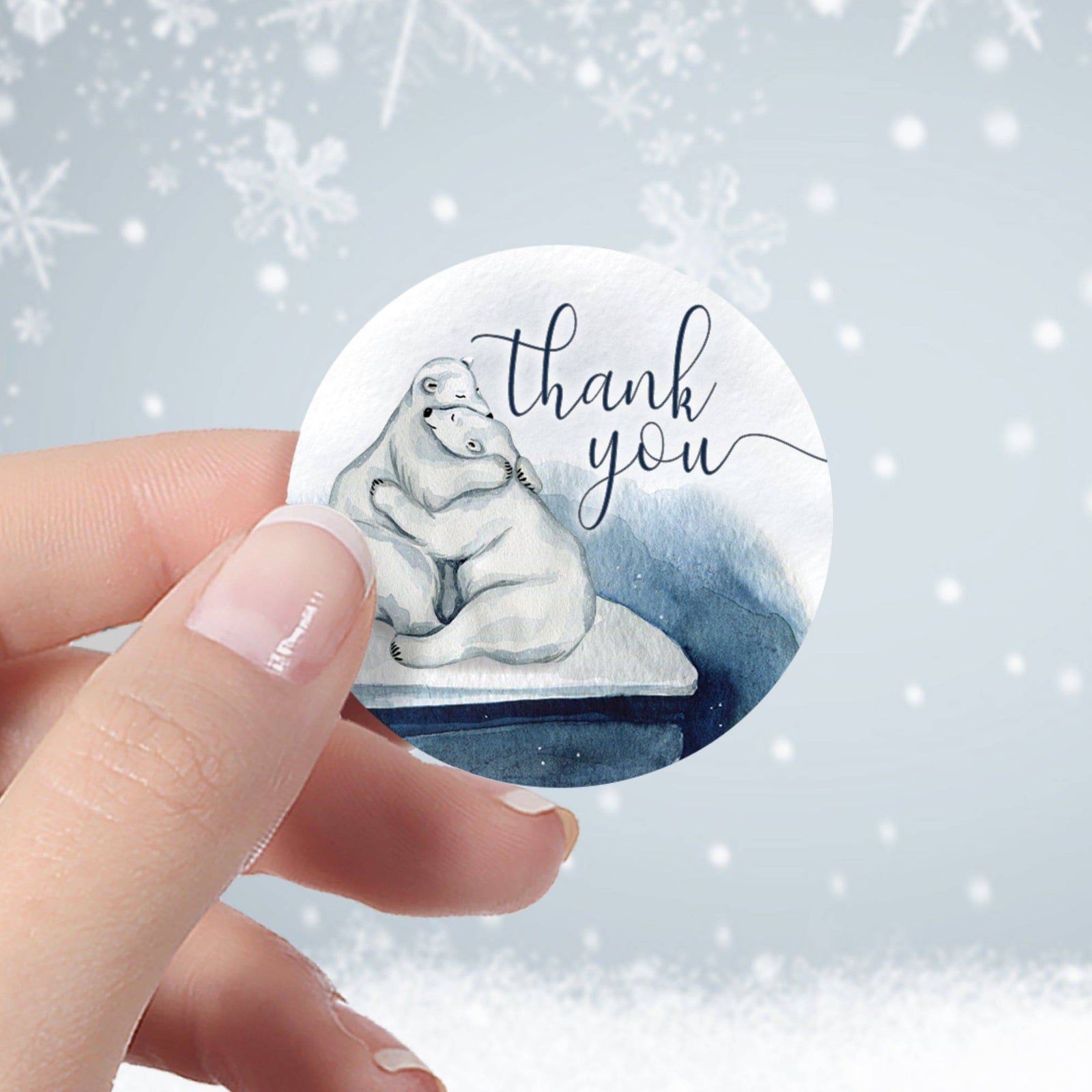 Polar Bear We Can Bearly Wait: Winter Baby Shower - Thank You Favor Stickers - 40 Stickers - Distinctivs Party