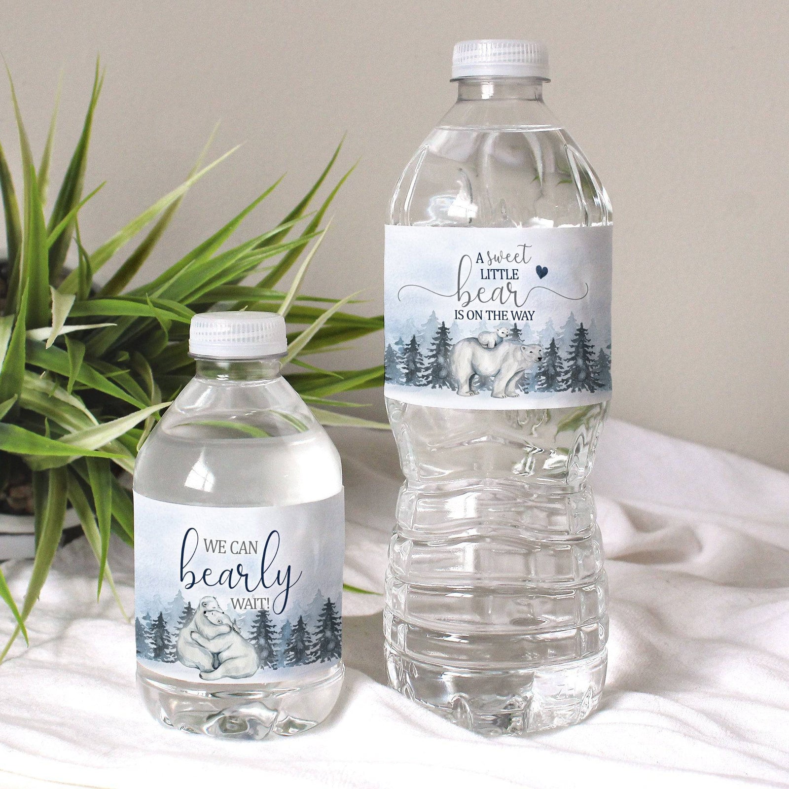 Polar Bear We Can Bearly Wait: Winter Baby Shower - Water Bottle Label Stickers - 24 Waterproof Stickers - Distinctivs Party