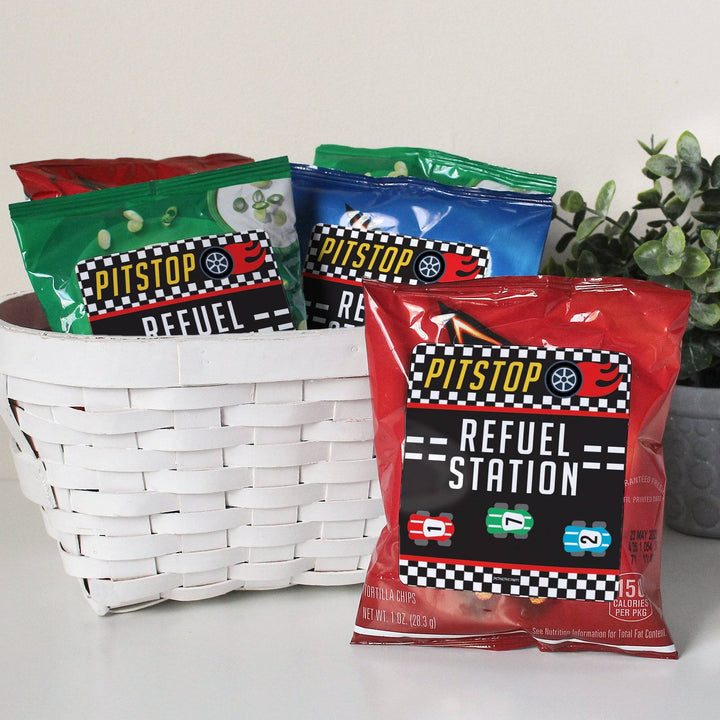 Race Car - Kid's Birthday - Chip Bag and Snack Bag Stickers - 32 Pack - Distinctivs Party