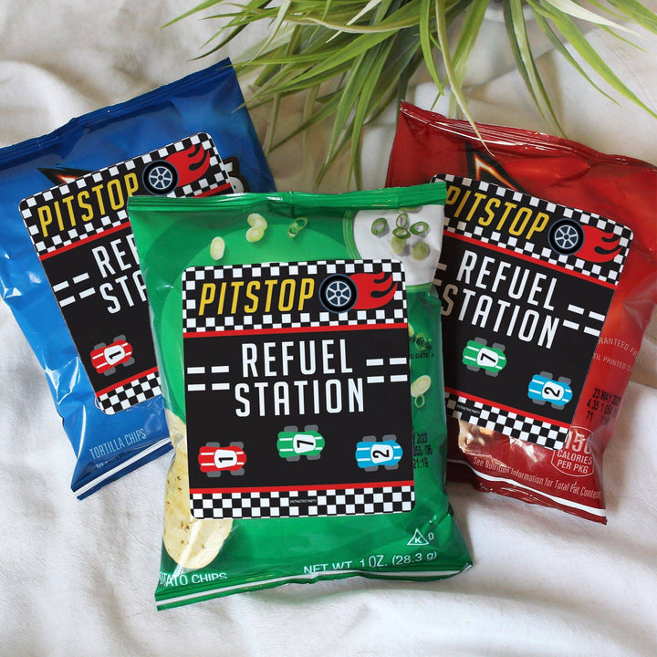 Race Car - Kid's Birthday - Chip Bag and Snack Bag Stickers - 32 Pack - Distinctivs Party