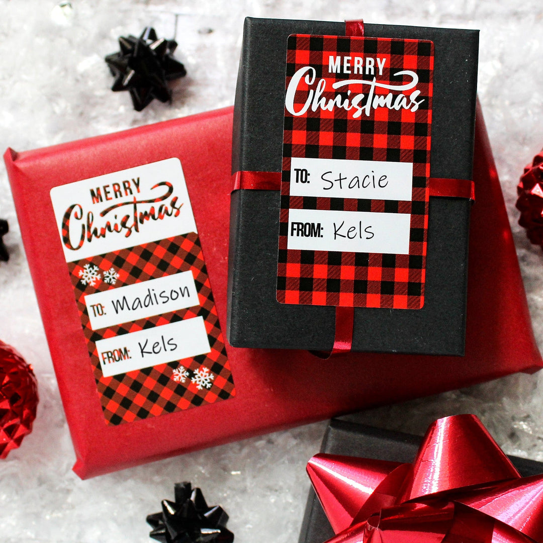 Wrapables Red Plaid Christmas Holiday Gift Tags/ Hang Tags for