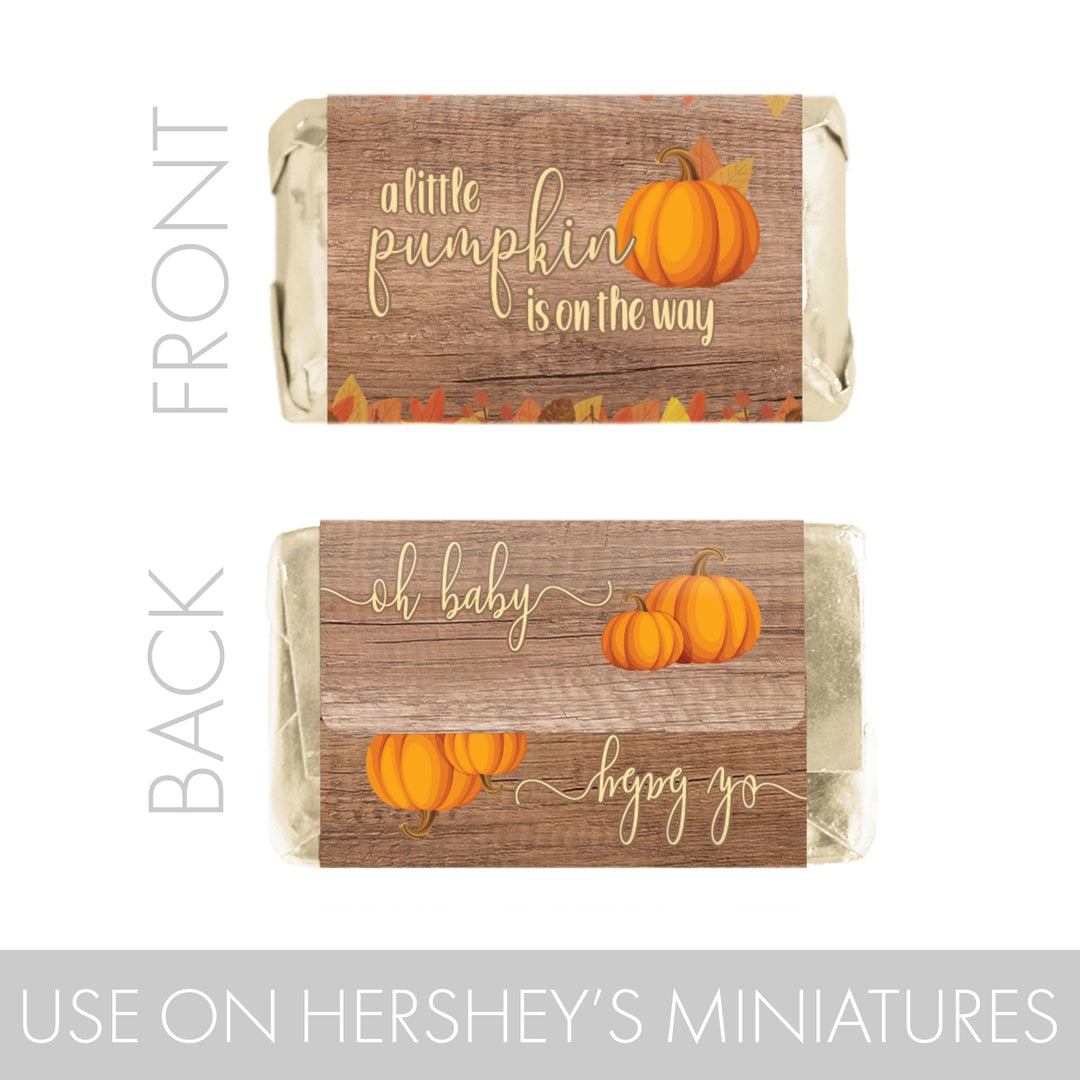 Rustic Fall Little Pumpkin Baby Shower Mini Candy Bar Labels - 45 Stickers