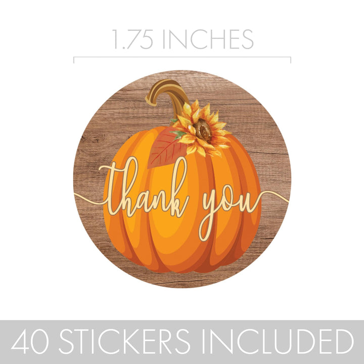 Rustic Fall Little Pumpkin Baby Shower Round Labels - 40 Stickers