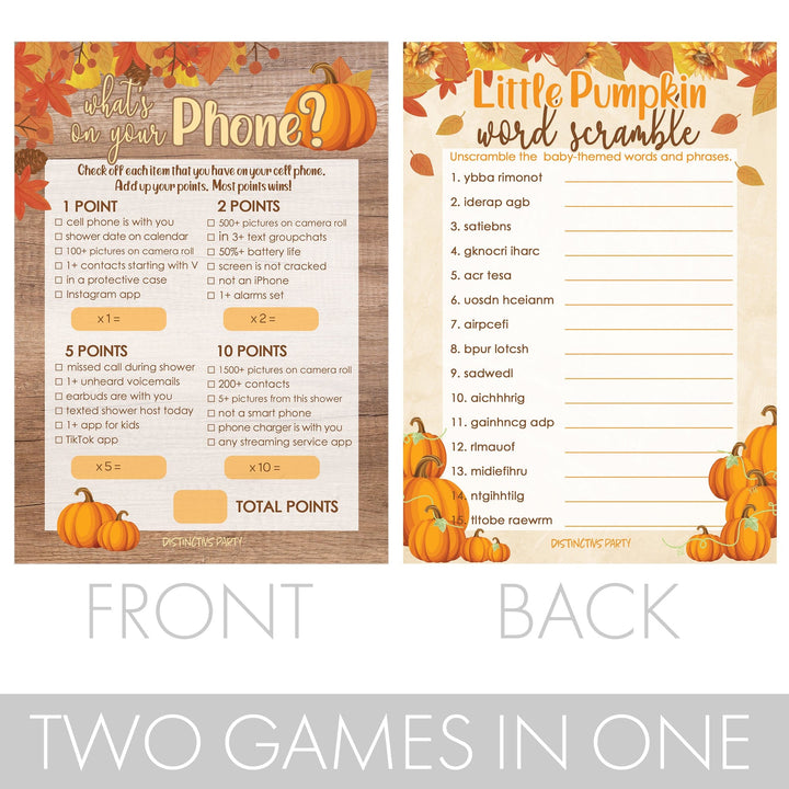 personalized favors theme guessing game shower girl boy mom or dad parents autumn holiday game