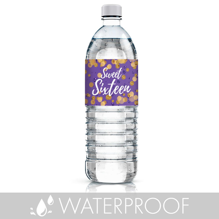 Add a personal touch to your Sweet 16 Party with these stylish Water Bottle Labels - 24 Count