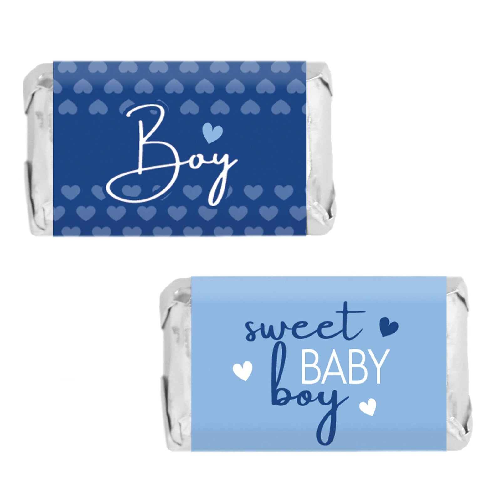 Sweet Baby Boy: Blue - Baby Shower Mini Candy Bar Labels -  45 Stickers - Distinctivs Party