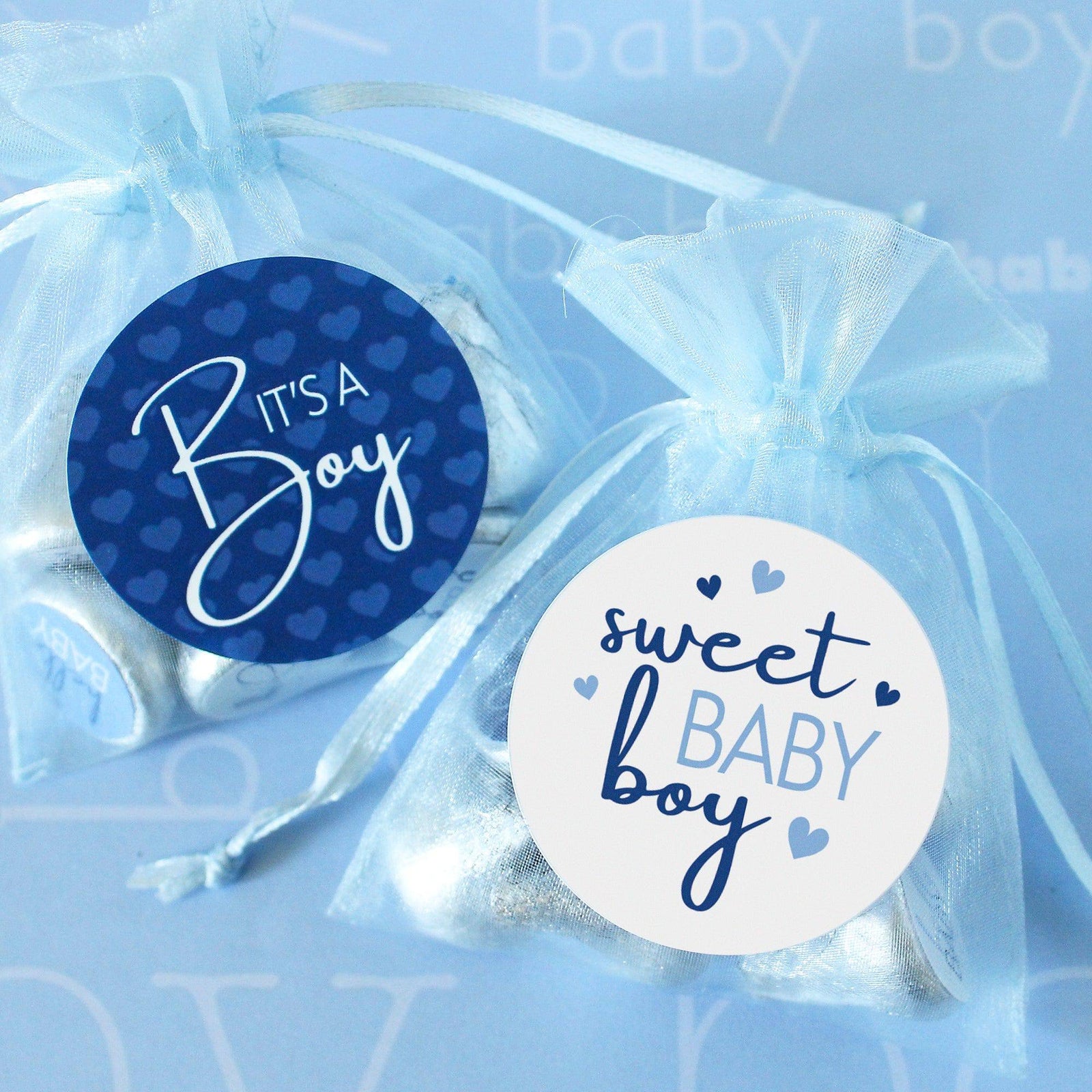 Sweet Baby Boy: Blue -  Baby Shower Stickers  - 40 Stickers - Distinctivs Party