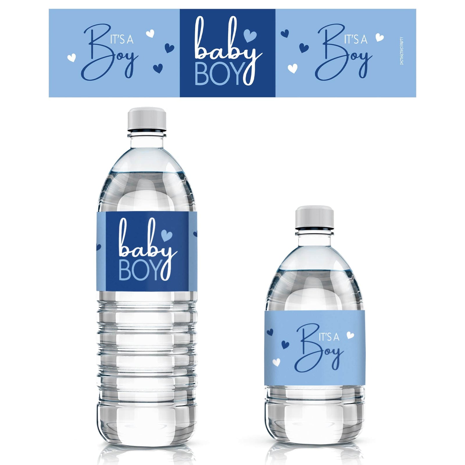 Sweet Baby Boy: Blue - Baby Shower Water Bottle Labels - 20 Waterproof Stickers - Distinctivs Party