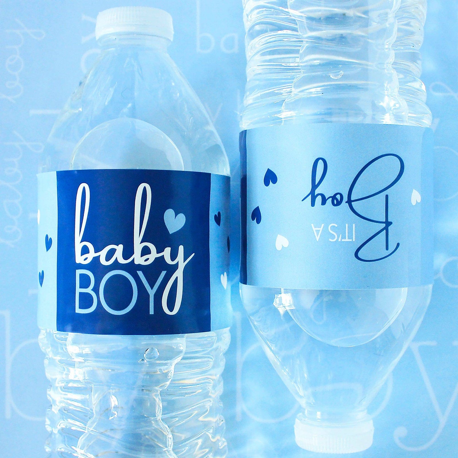 Sweet Baby Boy: Blue - Baby Shower Water Bottle Labels - 20 Waterproof Stickers - Distinctivs Party