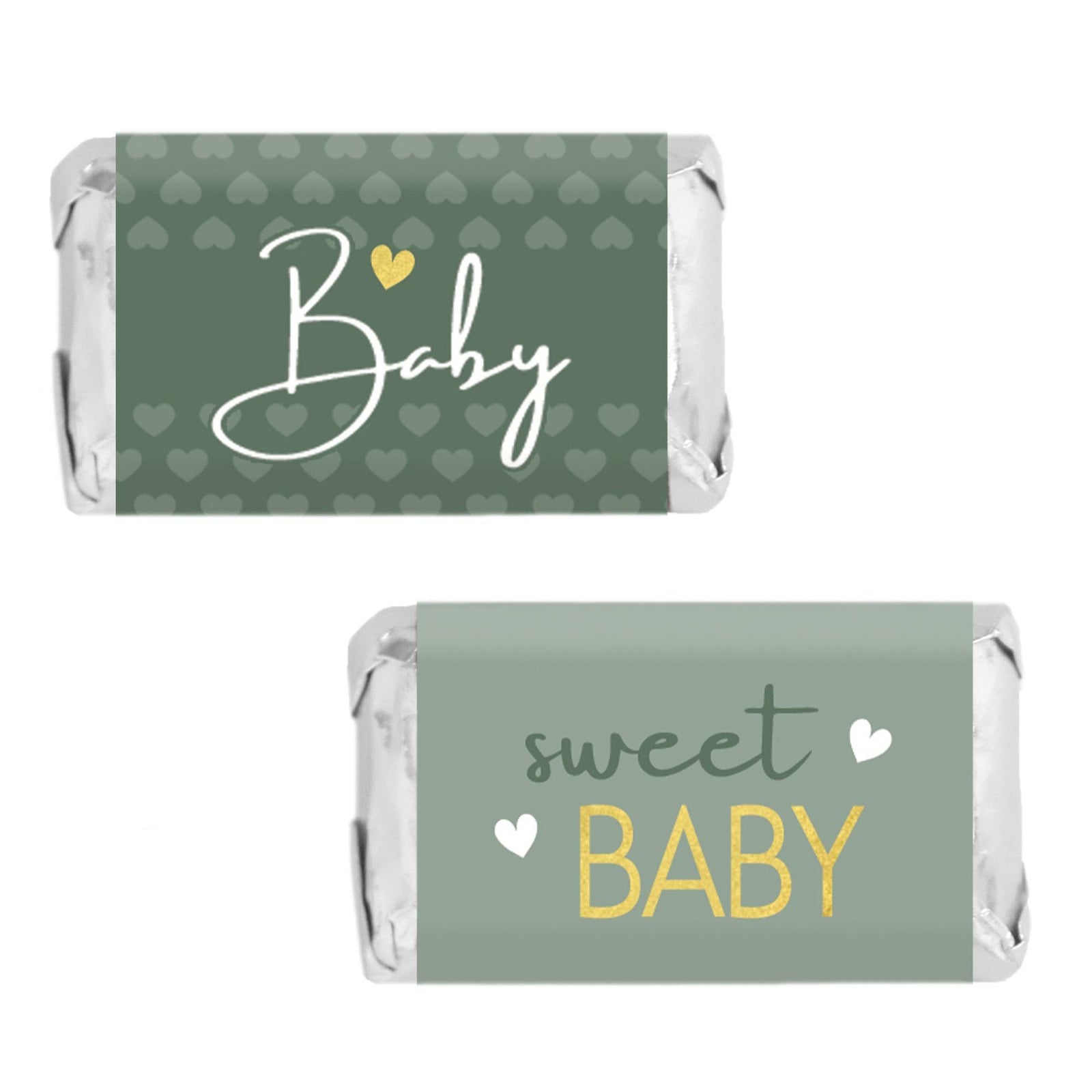 Sweet Baby Gender Neutral: Green - Baby Shower Mini Candy Bar Labels -45 Stickers - Distinctivs Party