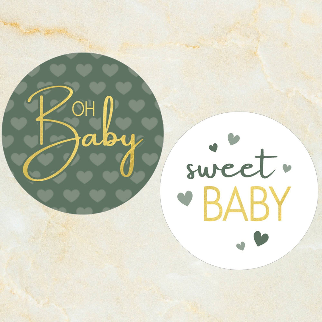 Sweet Baby Gender Neutral: Green- Baby Shower Party Favor Stickers - 40 Labels - Distinctivs Party