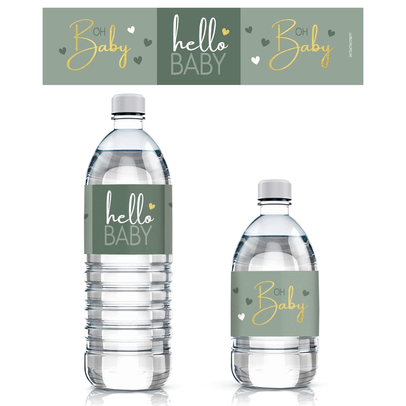 Sweet Baby Gender Neutral: Green - Baby Shower Water Bottle Labels - 24 Stickers - Distinctivs Party