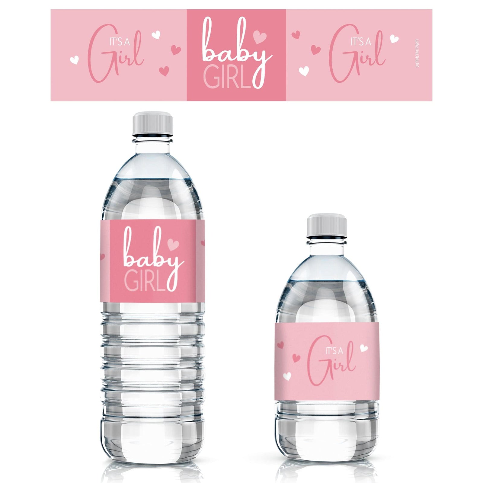 Sweet Baby Girl: Pink - Baby Shower Water Bottle Labels - 20 Stickers - Distinctivs Party