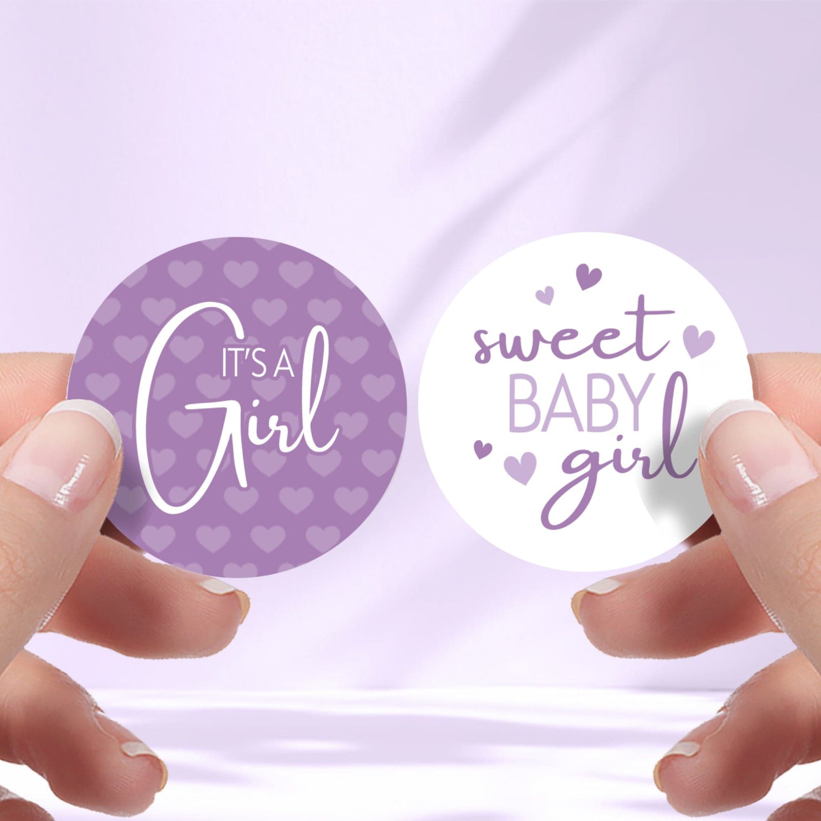 Sweet Baby Girl: Purple - Baby Shower Party Favor Stickers - 40 Labels - Distinctivs Party